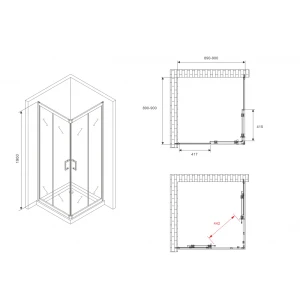 Душевой уголок Abber Schwarzer Diamant 90х90 AG020905